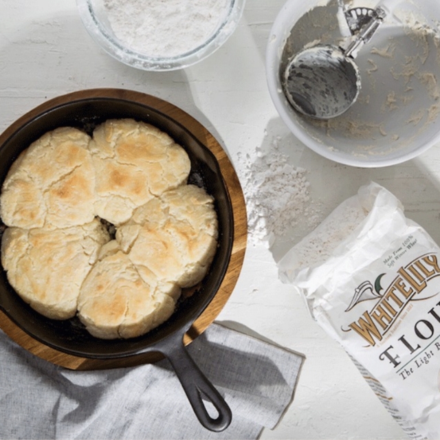 Biscuits in a skillet made with White Lily Flour