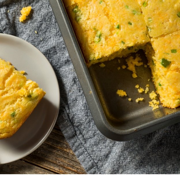 Spicy corn bread mixed with jalapeños